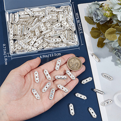 180Pcs 3-Hole Iron Grade A Rhinestone Bridge Spacers RB-BBC0001-04S-1