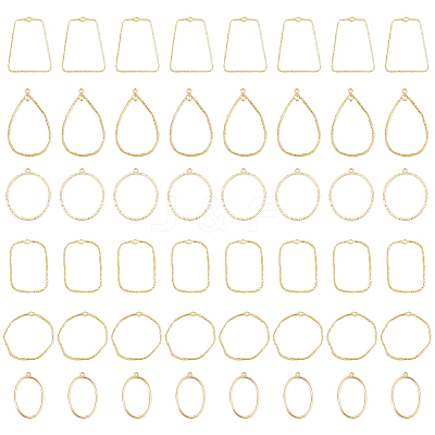48Pcs 6 Styles Alloy Open Back Bezel Pendants FIND-DC0002-07-1