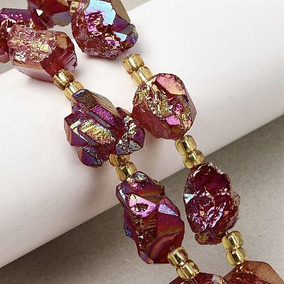 Electroplated Raw Rough Natural Amethyst Beads Strands G-Z131-J02-12-1