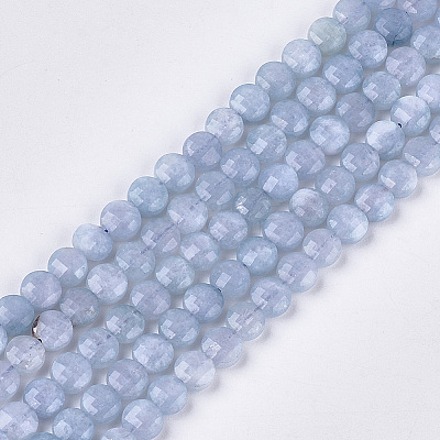 Natural Dyed White Jade Imitation Aquamarine Beads Strands G-S354-27-1-1