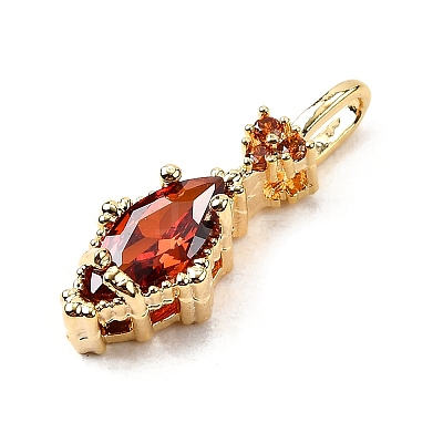 Brass Micro Pave Cubic Zirconia Pendants KK-F901-02B-G-1