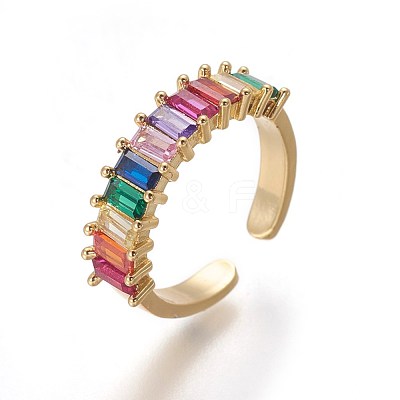 Cubic Zirconia Cuff Rings RJEW-P074-09G-1