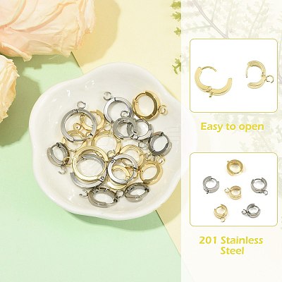 16Pcs 201 Stainless Steel Huggie Hoop Earrings Findings STAS-FS0002-26B-1
