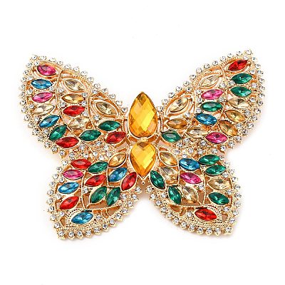 Alloy Rhinestone Lapel Pins for Clothes ALRI-D302-03G-1