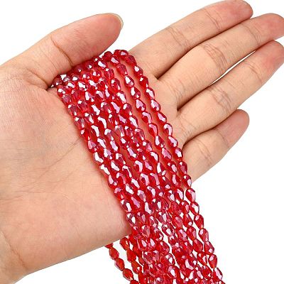 Electroplate Glass Beads Strands X-EGLA-R008-6x4mm-9-1