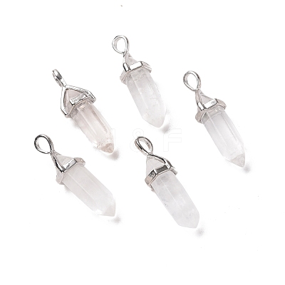 Natural Quartz Crystal Pointed Pendants G-K329-53P-1