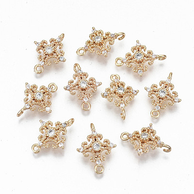 Brass Micro Pave Cubic Zirconia Links Connectors KK-S359-078-RS-1