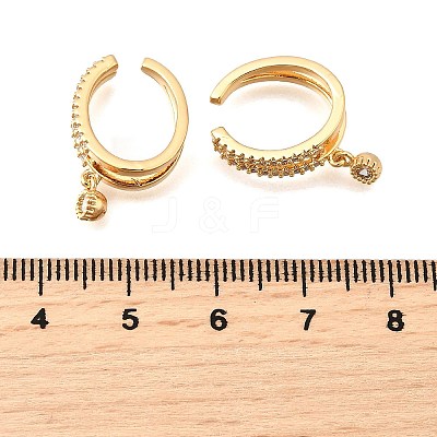Brass Micro Pave Clear Cubic Zirconia Cuff Earrings EJEW-F370-30G-1
