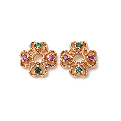 Brass Cubic Zirconia Bead Caps ZIRC-L105-03A-G-1
