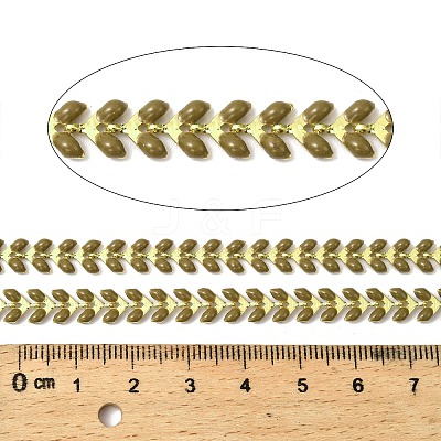 Brass Enamel Leaf Link Chains CHC-F021-02G-04-1