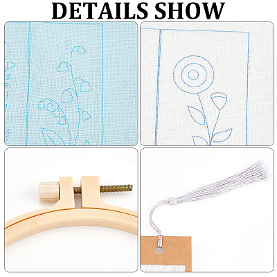 DIY Flower Pattern Paper Bookmark Embroidery Making Kits DIY-WH0304-311-1
