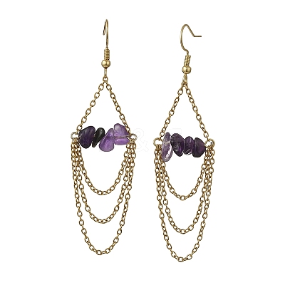 Natural Amethyst Dangle Earrings EJEW-JE07287-01-1