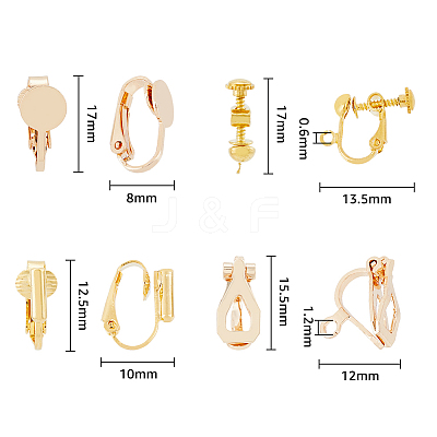 32Pcs 8 Style Brass Clip-on Earring Findings KK-HY0001-04-1