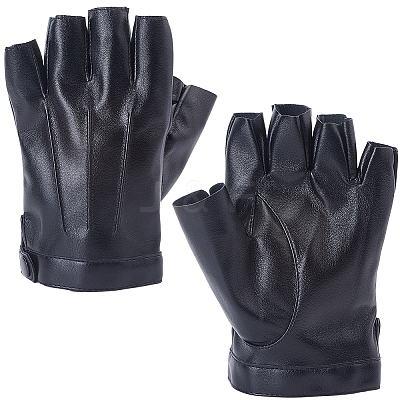 PU Leather Shalf-finger Gloves AJEW-CL0003-32-1
