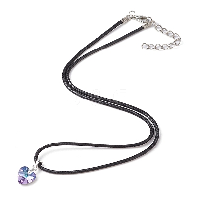 Glass Heart Pendant Necklaces NJEW-JN04476-1