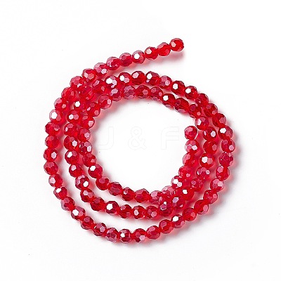 Faceted(32 Facets) Electroplate Glass Bead Strands X-EGLA-R015-4mm-20-1