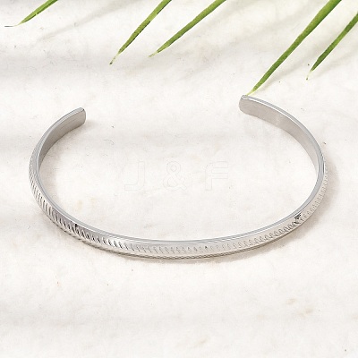 304 Stainless Steel Textured Open Cuff Bangles for Women SA-CBAC920-11P-1