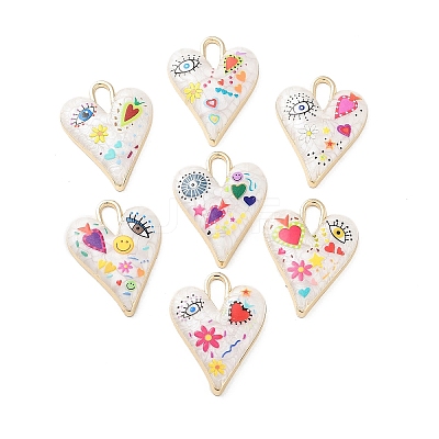 Rack Plating Alloy Enamel Pendants X-FIND-C050-09G-1