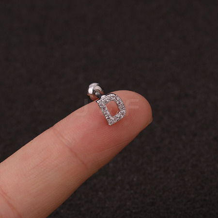 316L Surgical Stainless Steel Micro Pave Clear Cubic Zirconia Cartilage Earrings WG3A850-07-1