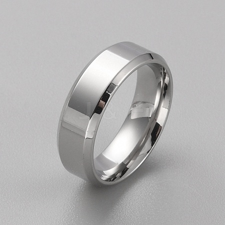 Stainless Steel Simple Plain Band Ring for Women RJEW-WH0015-04B-1