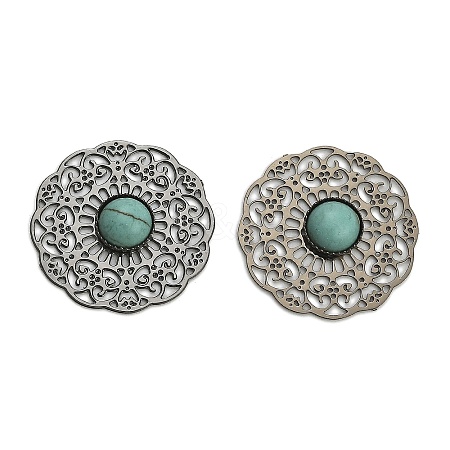 Brass Synthetic Turquoise Cabochons KK-Z088-06B-1