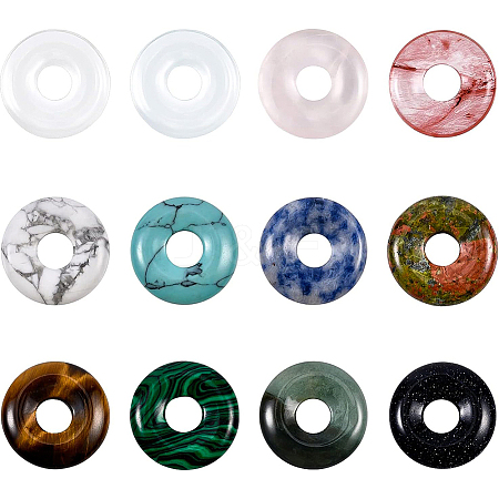 12Pcs 12 Style Natural & Synthetic Gemstone Charms G-BC0001-19-1