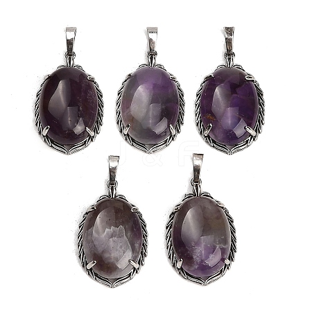 Natural Amethyst Pendants G-Q350-02J-1