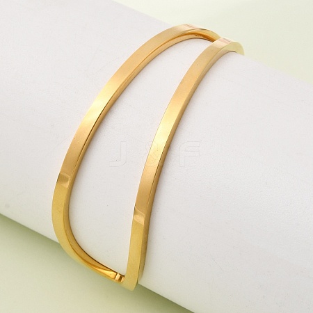 304 Stainless Steel Cuff Bangles for Women BJEW-D408-29G-1