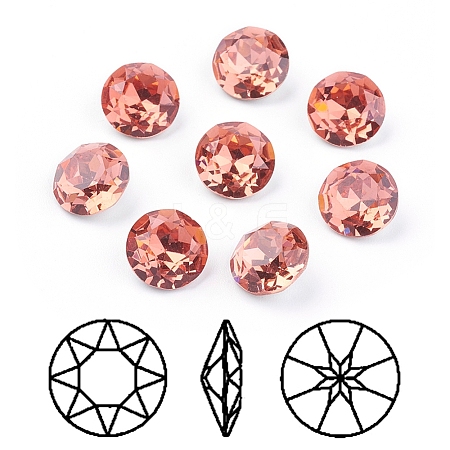 Pointed Back & Back Plated Glass Rhinestone Cabochons RGLA-J012-8mm-542-1