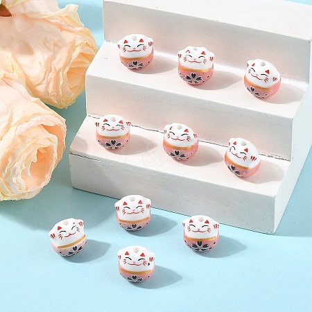 10Pcs Handmade Printed Porcelain Beads PORC-YW0001-29G-1