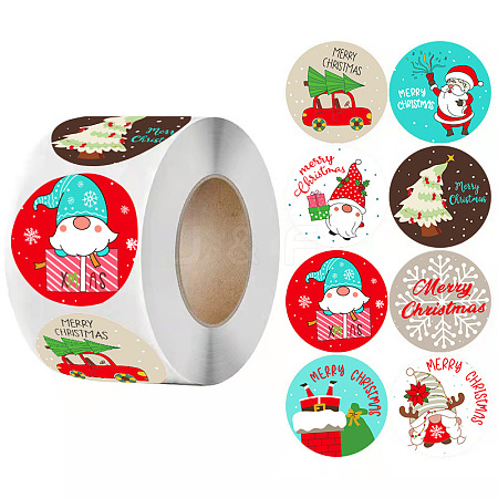 500Pcs Christmas Theme Round Stickers AJEW-S090-04C-1