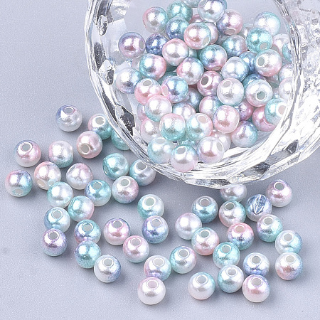 Rainbow ABS Plastic Imitation Pearl Beads OACR-Q174-12mm-05-1