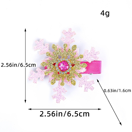 Christmas Glitter Snowflake Cloth Rhinestone Alligator Hair Clips PW-WG32DA6-01-1