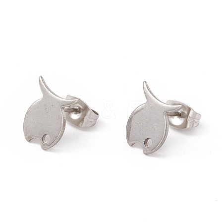 201 Stainless Steel Stud Earring Findings with Hole EJEW-A071-11B-P-1