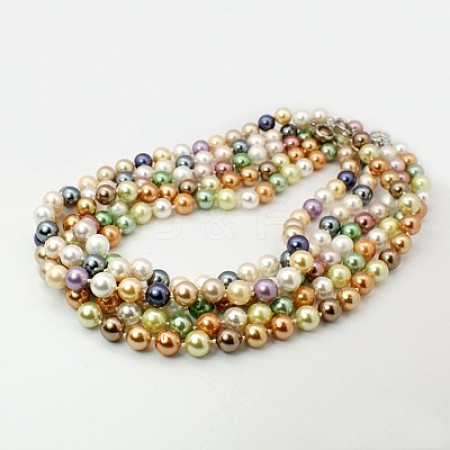 Shell Pearl Beaded Necklaces NJEW-G048-19-1