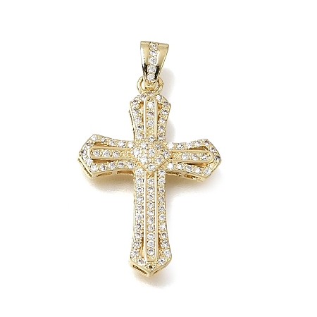 Brass Micro Pave Clear Cubic Zirconia Pendants CU-CBA9883-05K-G-1