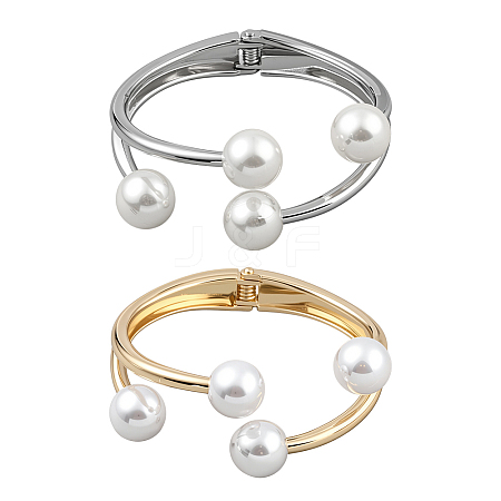 2Pcs 2 Colors Alloy Cuff Bangles BJEW-GO0001-06-1