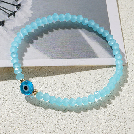 1pc Glass Rondelle Beads Stretch Bracelets XC5782-7-1