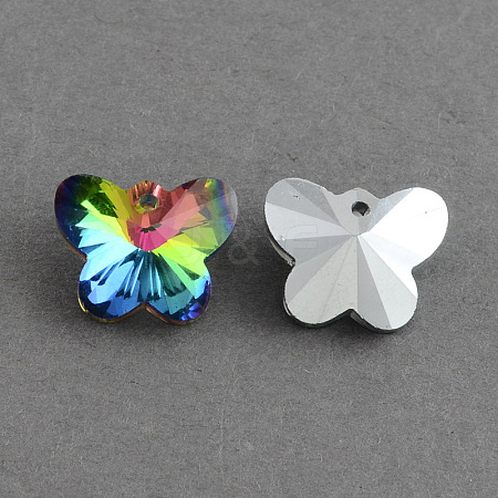 Butterfly Electroplated Glass Pendants EGLA-PJ0001-01-1