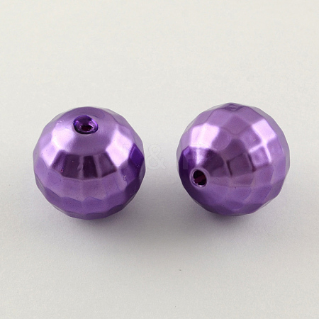 ABS Plastic Imitation Pearl Faceted Round Beads MACR-S251-A64-1