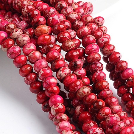 Dyed Natural Imperial Jasper Rondelle Beads Strands G-M275-01-6mm-1