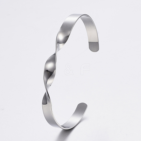 Tarnish Resistant 304 Stainless Steel Cuff Bangles BJEW-I244-26P-1