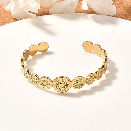 304 Stainless Steel Sun Cuff Bangles BJEW-F457-25G-1