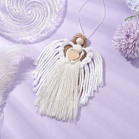 Handmade Macrame Cotton Angel Hanging Ornaments HJEW-JM02760-03-1