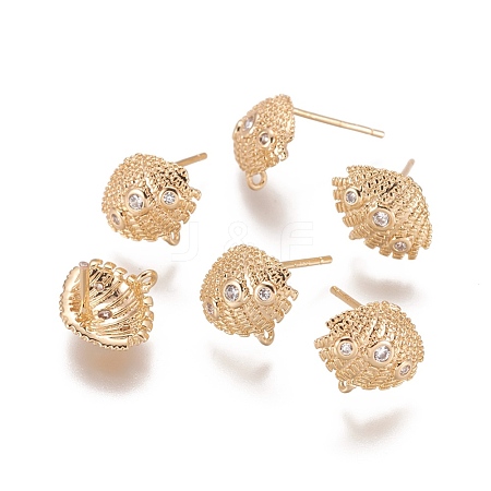 Brass Micro Pave Cubic Zirconia Ear Stud Components MAK-I010-01G-1