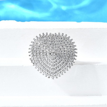 Brass Micro Pave Cubic Zirconia Cuff Rings RJEW-V007-06P-1