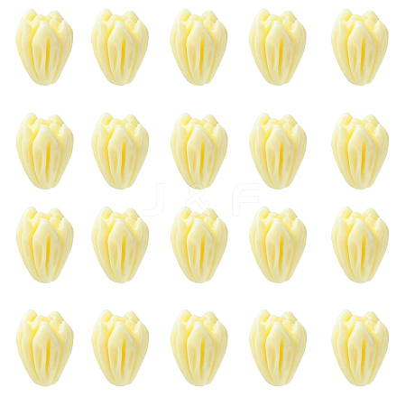 20Pcs Opaque Resin Flower Rose Beads RESI-YW0004-99B-1