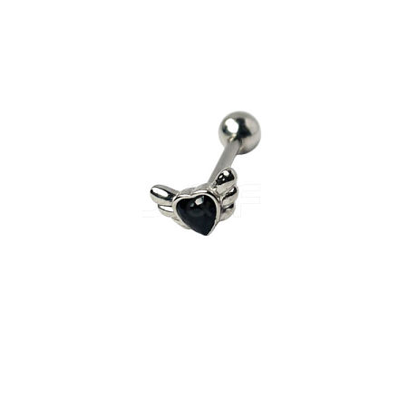 Angel Wing Heart 316L Surgical Stainless Steel Pave Cubic Zirconia Tongue Rings FS-WG901EE-11-1