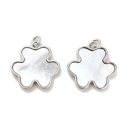 Brass Pave Shell Pendants KK-K365-08A-P-1