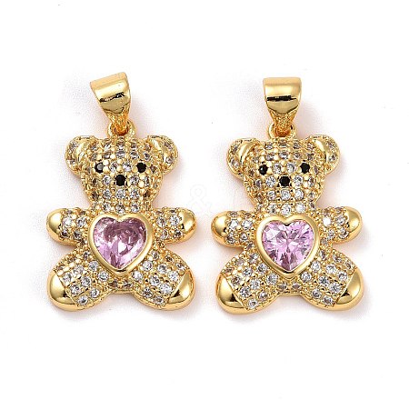 Brass Micro Pave Cubic Zirconia Pendants KK-K258-24A-G-RS-1